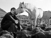 Bobby Fischer (March 9, 1943 – January 17, 2008) Bobby kissed by a horse, Iceland 1972, Photograph by Harry Benson CBE, World Chess Hall of Fame Exhibit