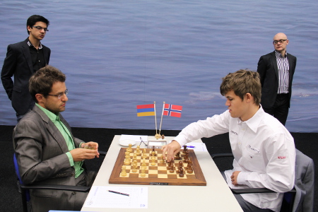 Aronian vs. Carlsen, 2013 Tata Steel Chess Tournament, Photo Courtesy Official Website www.tatasteelchess.com
