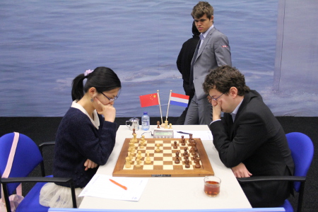 Hou vs. l'Ami, 2013 Tata Steel Chess Tournament, Day3, Photo Courtesy Official Website www.tatasteelchess.com