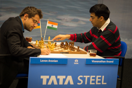 Aronian vs. Anand, Day 4, 2013 Tata Steel Chess Tournament, Photo Courtesy Official Website www.tatasteelchess.com