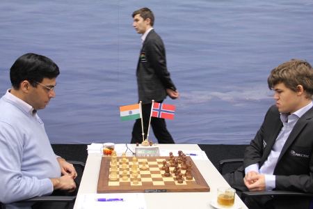 Anand vs Carlsen, Day 5, 2013 Tata Steel Chess Tournament, Photo Courtesy Official Website www.tatasteelchess.com