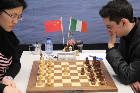 Hou Yifan vs. Caruana, Day 7, 2013 Tata Steel Chess Tournament, Photo Courtesy Official Website www.tatasteelchess.com