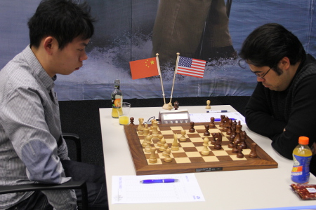 Wang Hao vs. Hikaru Nakamura, Day 5, 2013 Tata Steel Chess Tournament, Photo Courtesy Official Website www.tatasteelchess.com