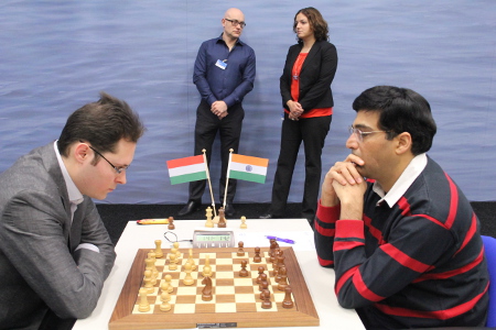 Leko vs. Anand, Day 9, 2013 Tata Steel Chess Tournament, Photo Courtesy Official Website www.tatasteelchess.com