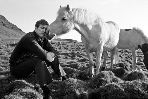 Bobby kissed by a horse, Iceland 1972, Photograph by Harry Benson CBE, World Chess Hall of Fame Exhibit